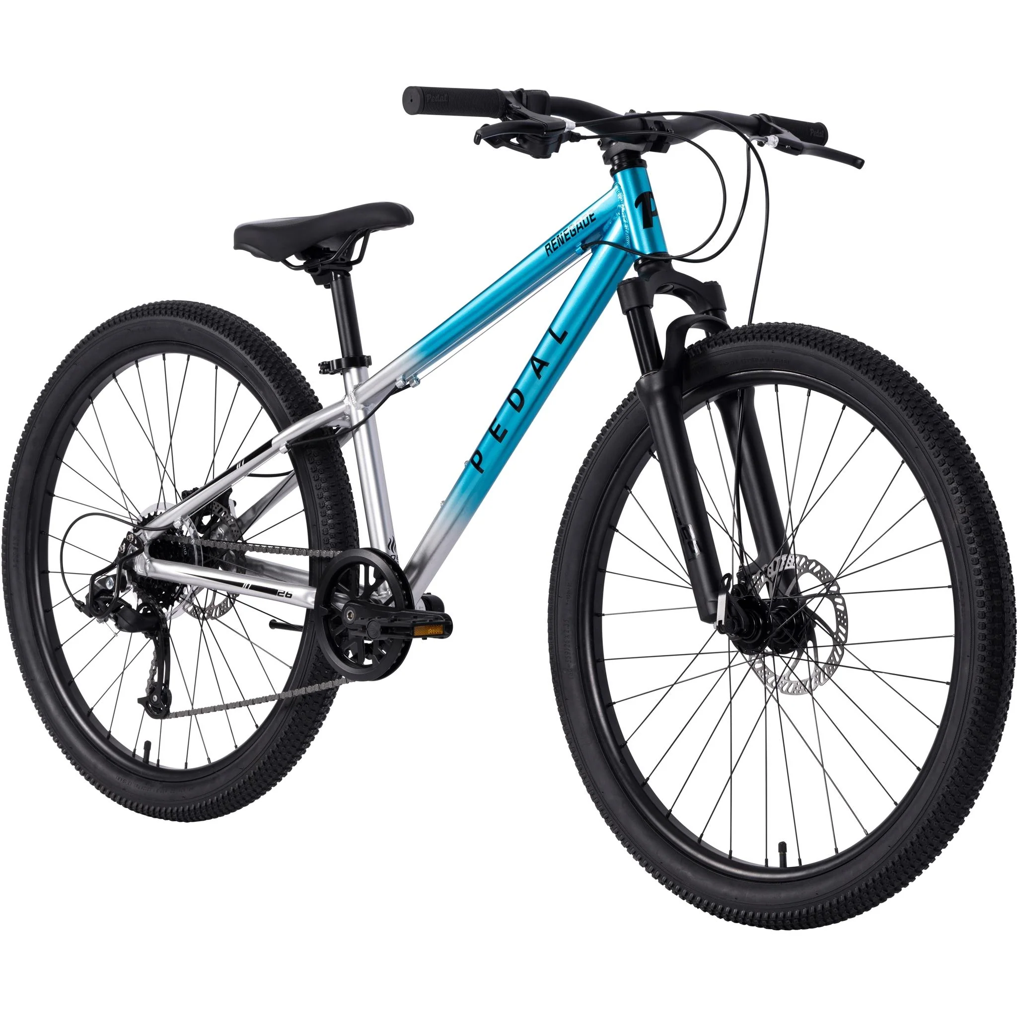 Pedal Renegade 26" Kids Mountain Bike Teal/Silver Fade - Image 2