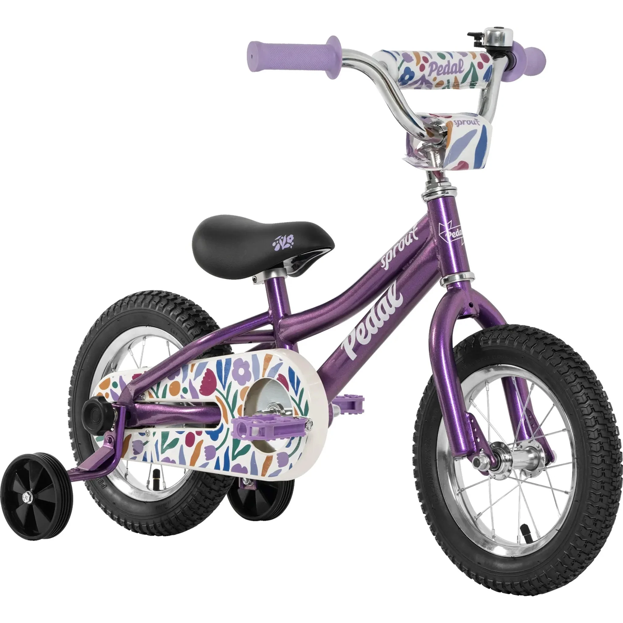 Pedal Sprout 12" Kids Bike Purple Flowers - Image 2
