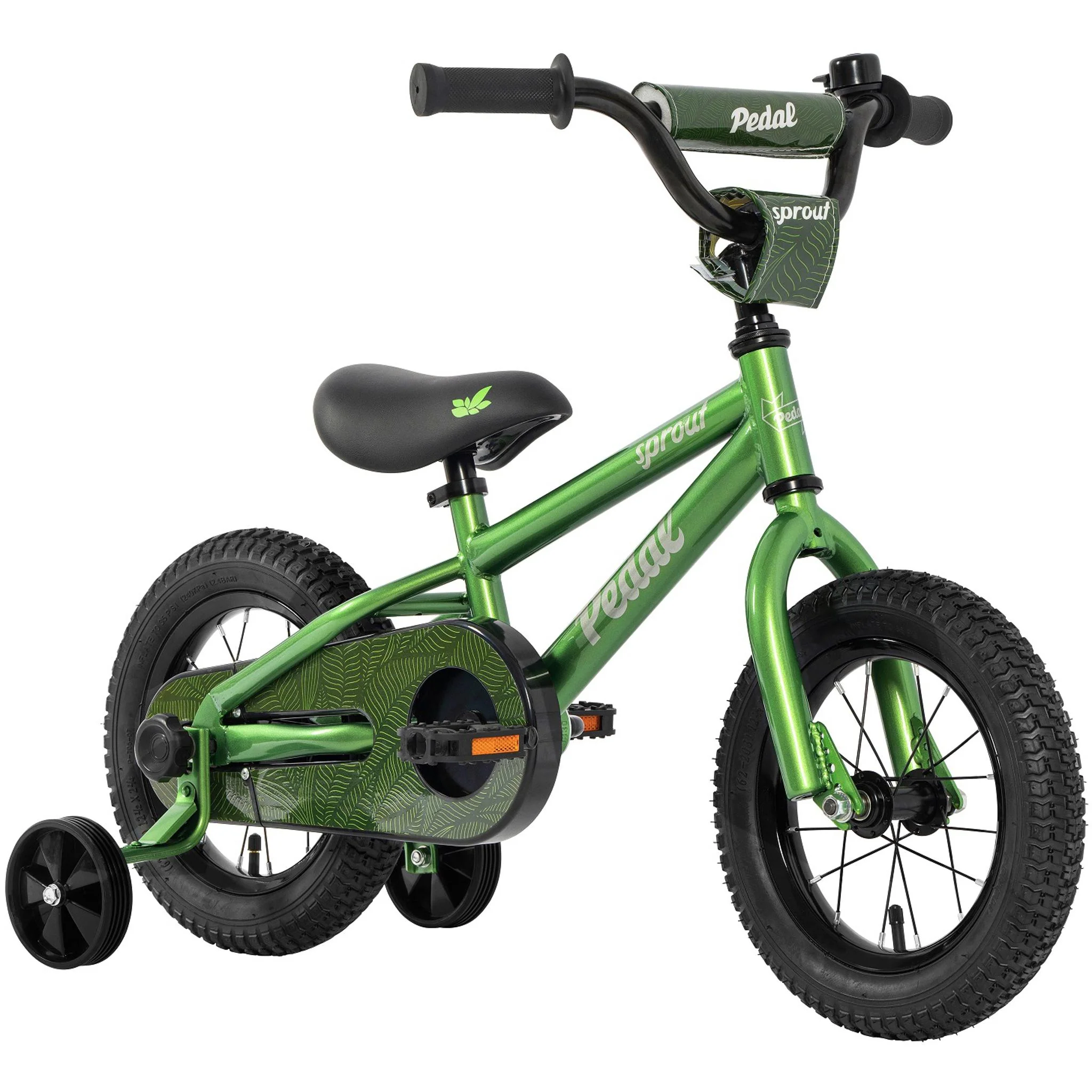 Pedal Sprout 12'' Kids Bike Green/Silver - Image 2