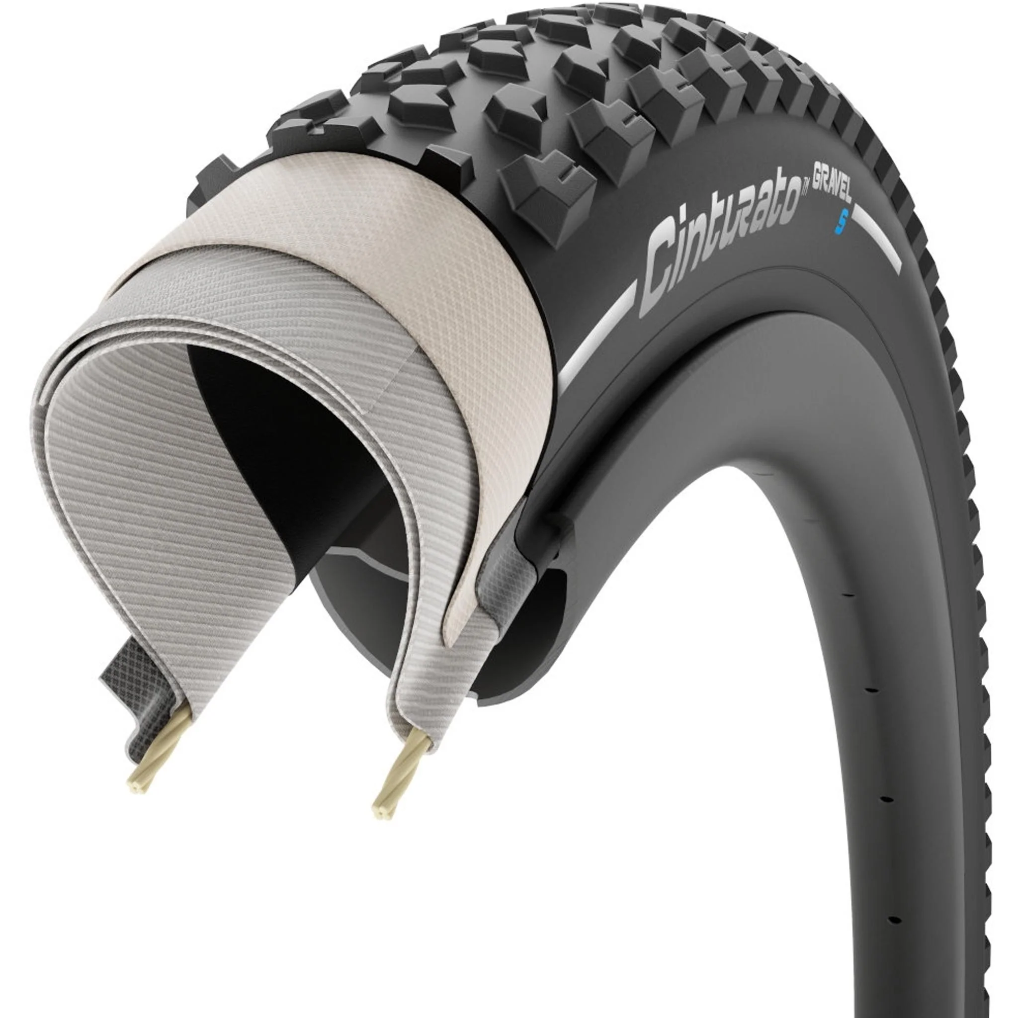 Pirelli Cinturato TechWall SpeedGrip TLR Gravel Tyre 700 x 45c Black/Silver - Image 2