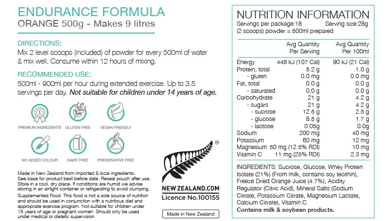 Pure Endurance Formula 500g Pouch Orange - Image 2