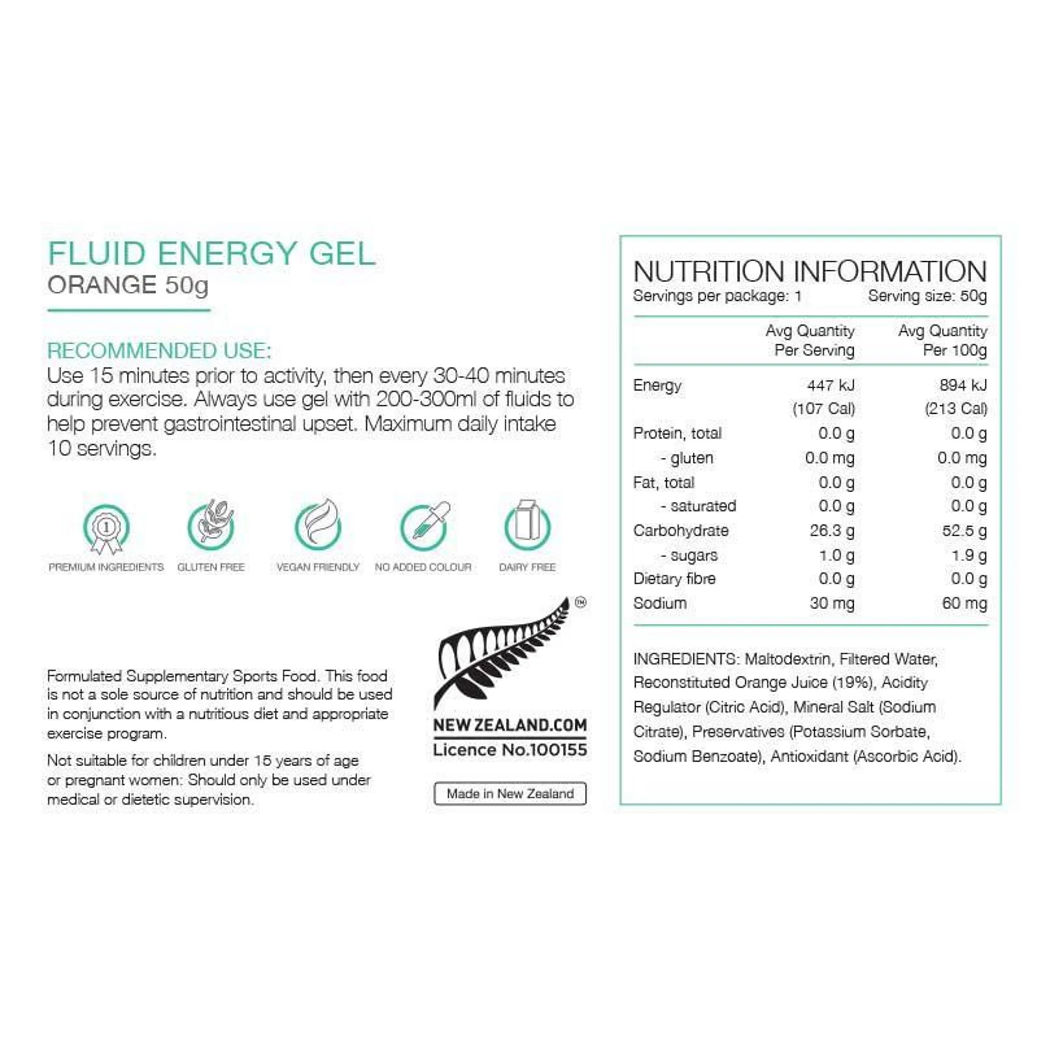PURE Energy Gel 50g Orange - Image 2