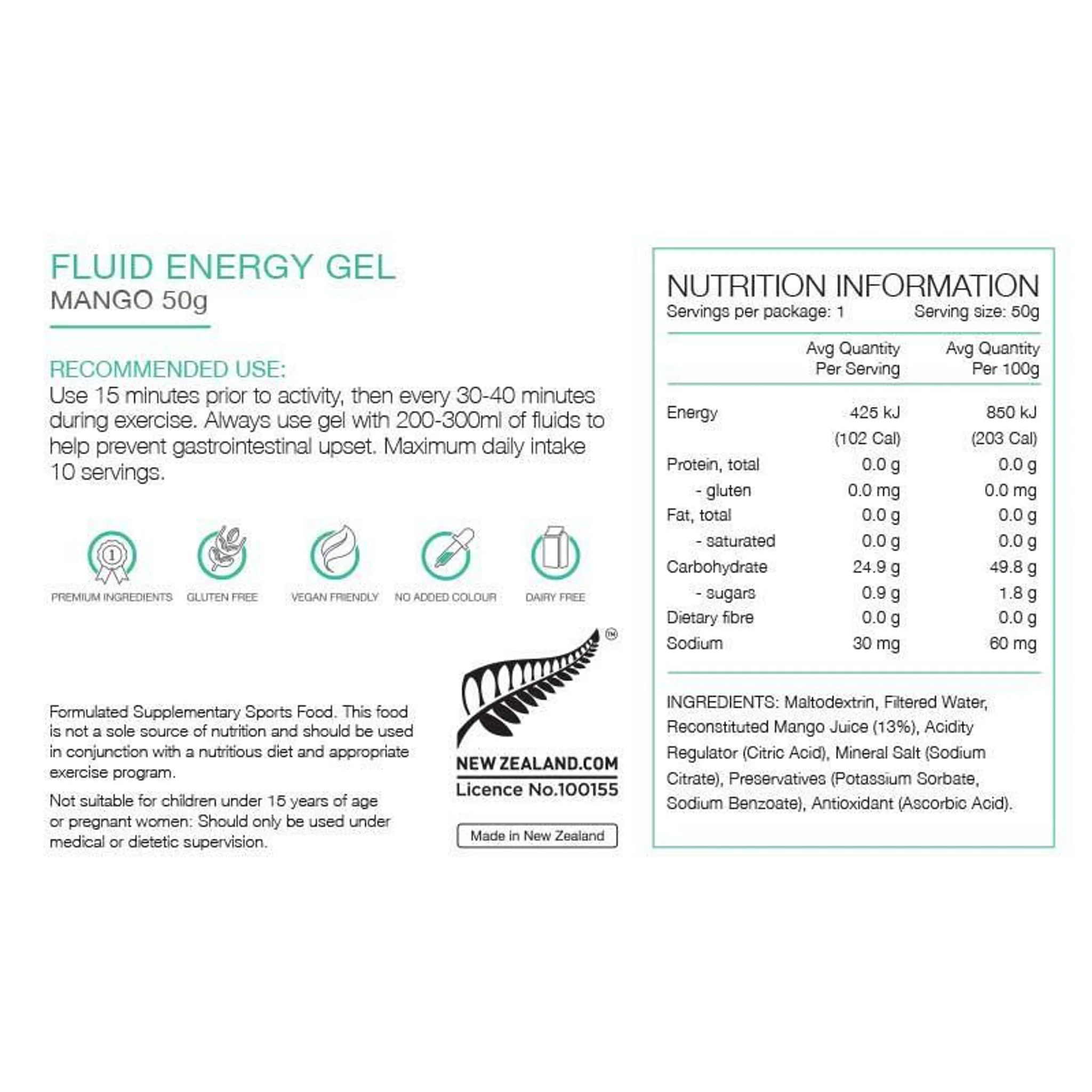 PURE Energy Gel 50g Mango - Image 2