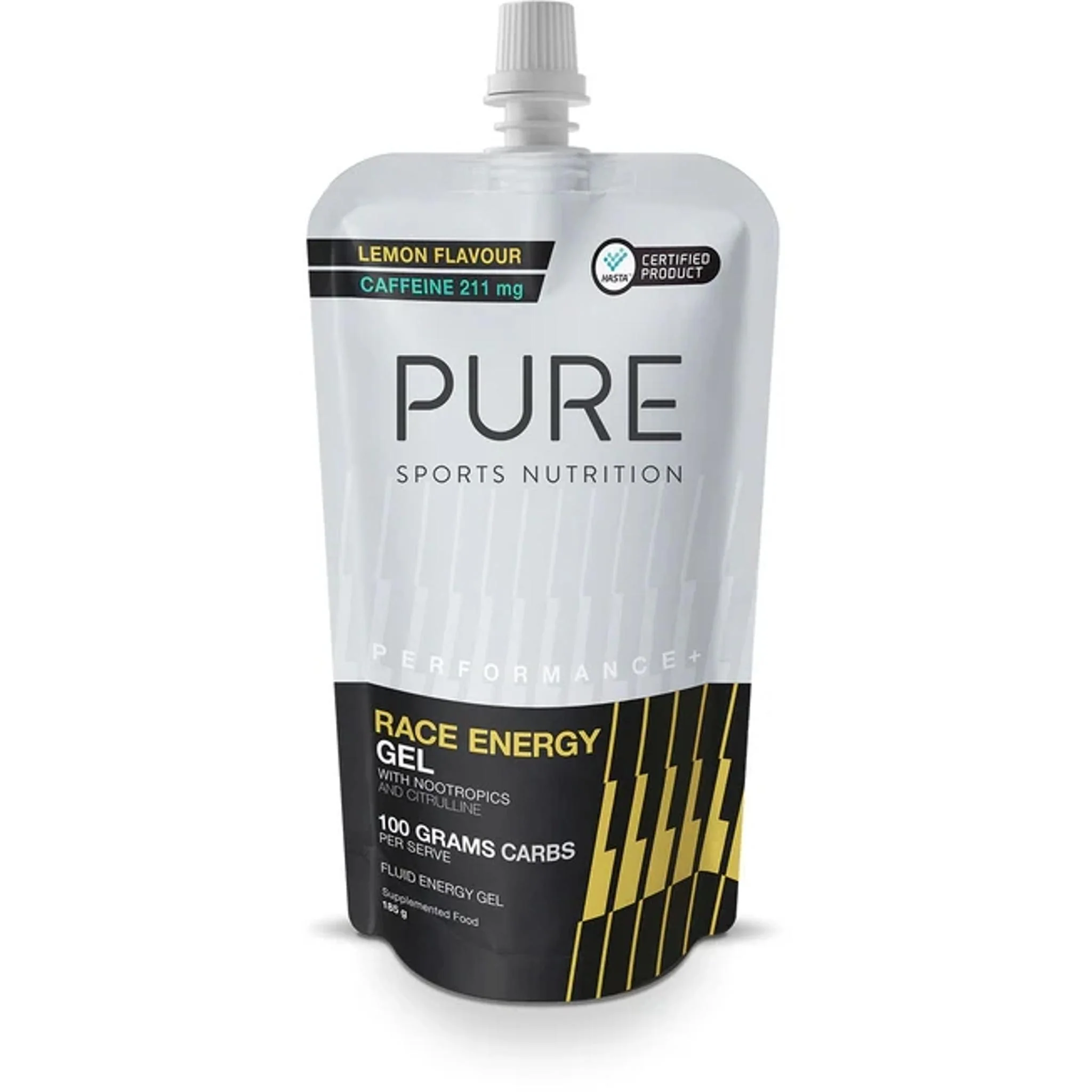 Pure Performance+ Race Energy Gel w/ Caffeine - Lemon + Caffeine