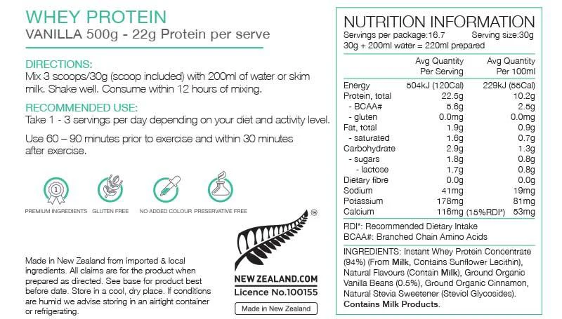 Pure Whey Protein Pouch Vanilla 500g - Image 2