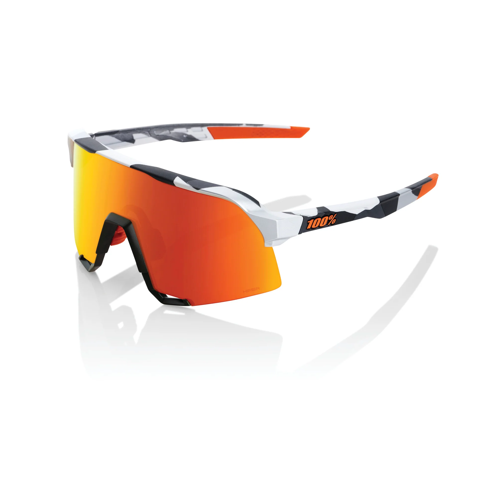 100% S3 Sunglasses Soft Tact Grey Camo with HiPER Red Mirror Lens