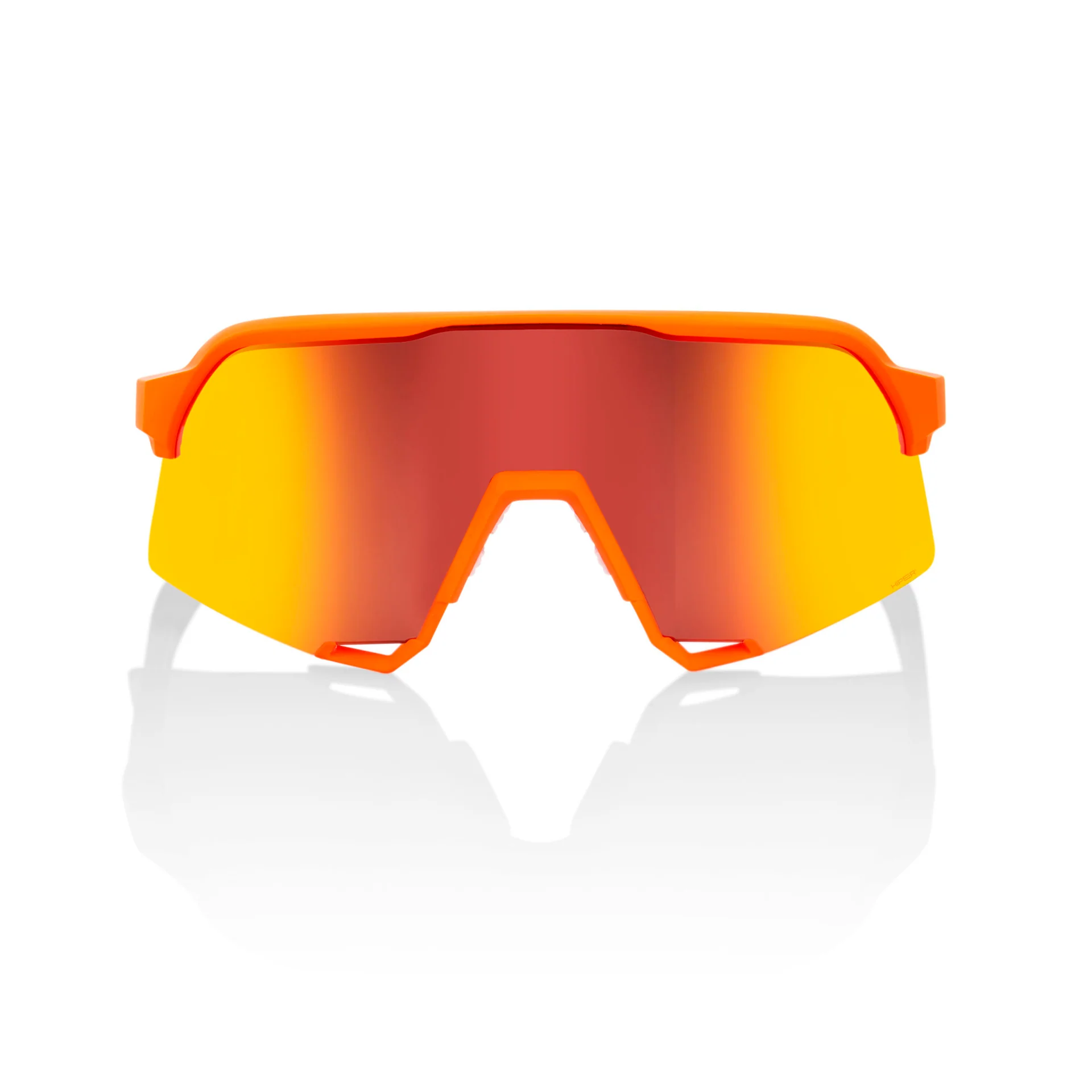 100% S3 Sunglasses Soft Tact Neon Orange with HiPER Red Mirror Lens - Image 2