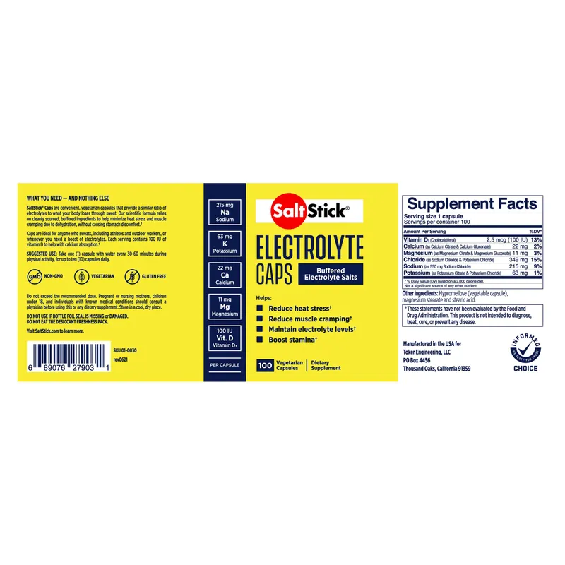 Saltstick Caps Bottle of 100 Capsules - Image 5