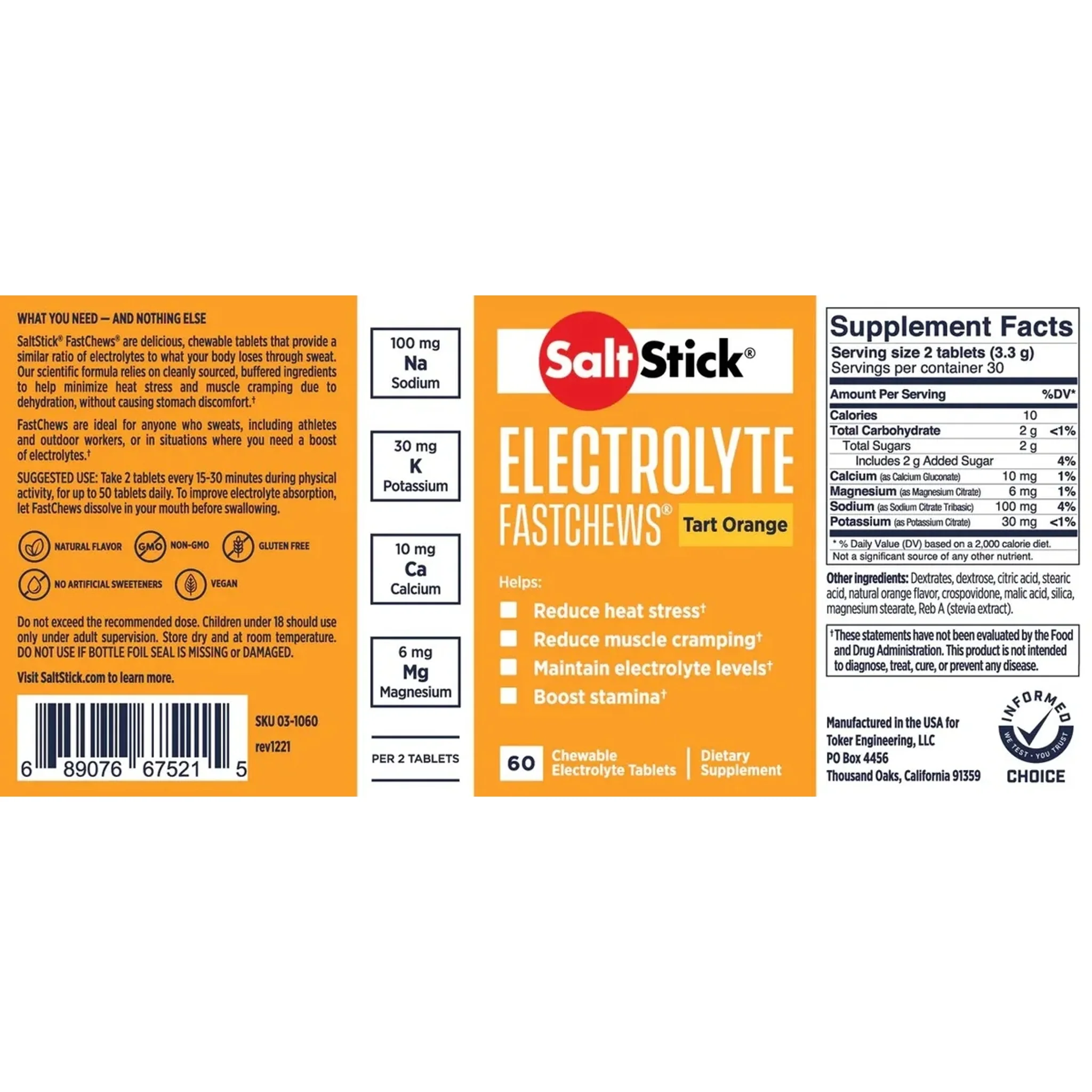 Saltstick Electrolyte FastChews Tart Orange (Bottle of 60) - Image 2