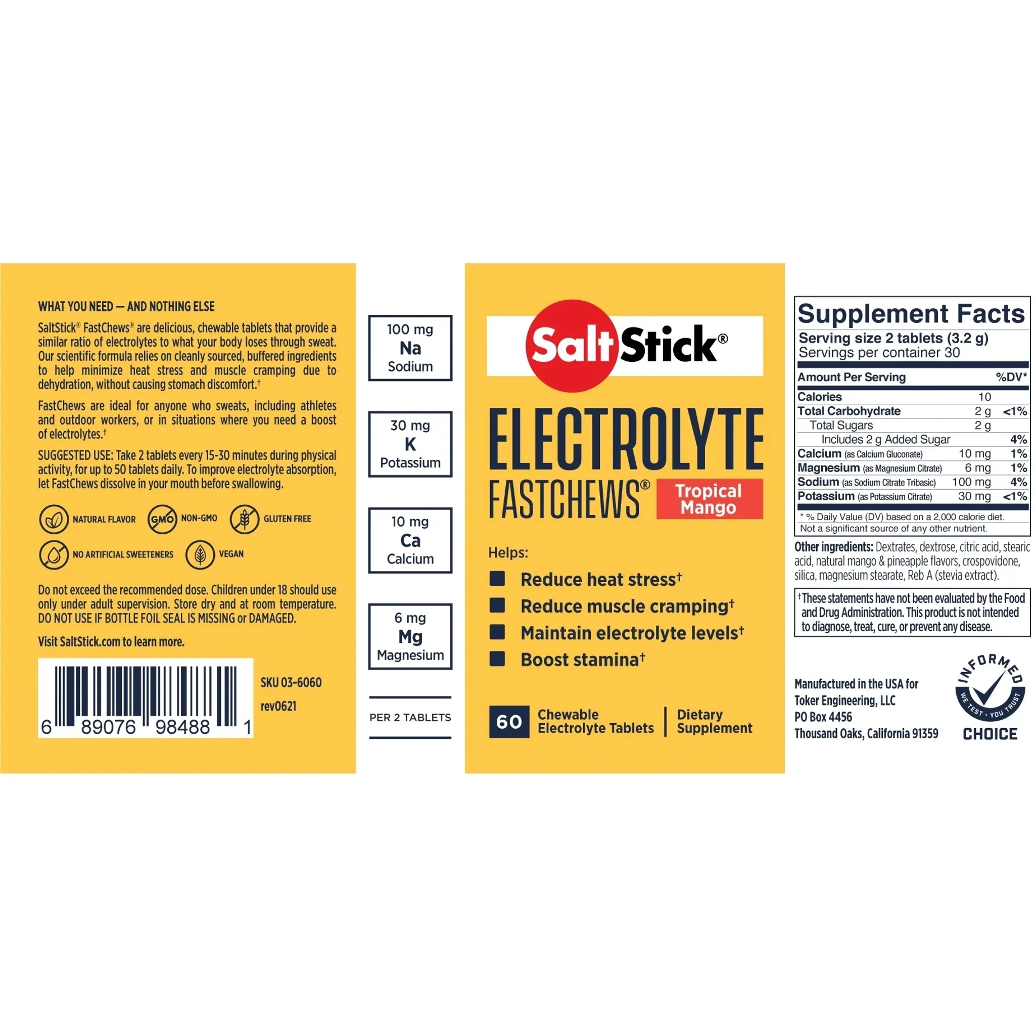 Saltstick FastChews Tropical Mango Bottle of 60 chews - Image 2