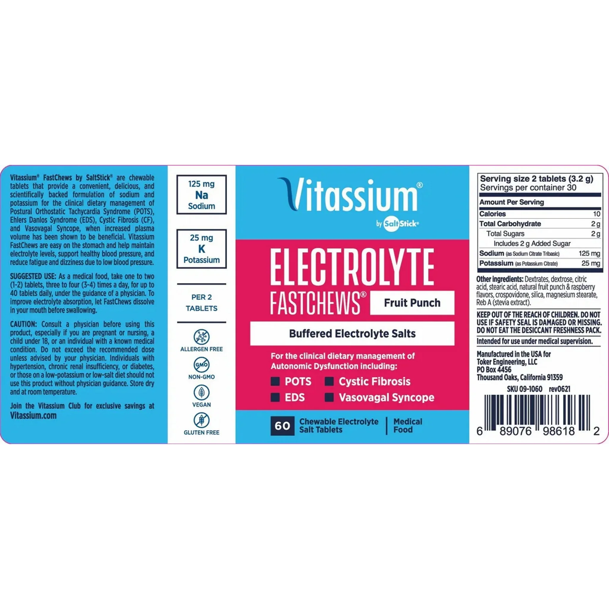 Saltstick Vitassium FastChews Fruit Punch Bottle of 60 Chews - Image 2