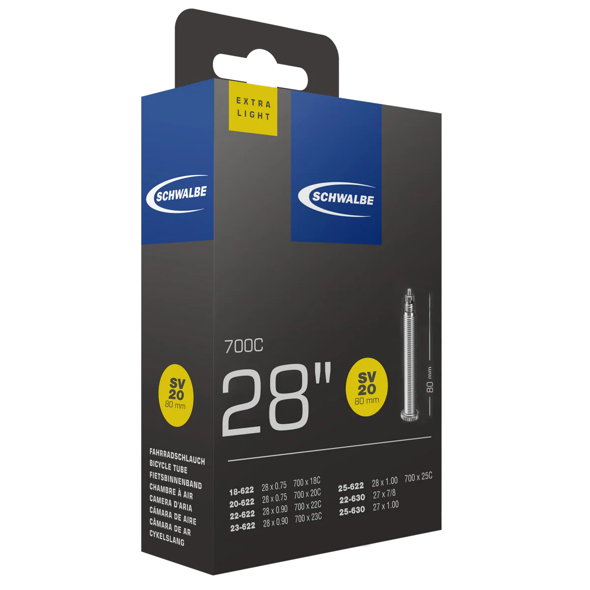 Schwalbe Tube SV20 700 x 18-25 Presta 60mm Extralight 65g - Image 4