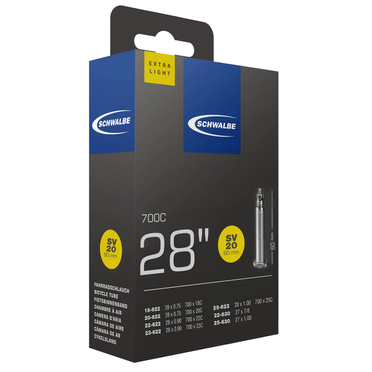 Schwalbe Tube SV20 700 x 18-25 Presta 80mm Extralight 65g - Image 3