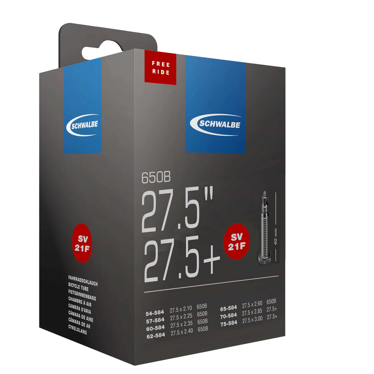 Schwalbe Tube SV21F 27.5 x 2.1-3.0 Presta 40mm Freeride 205g