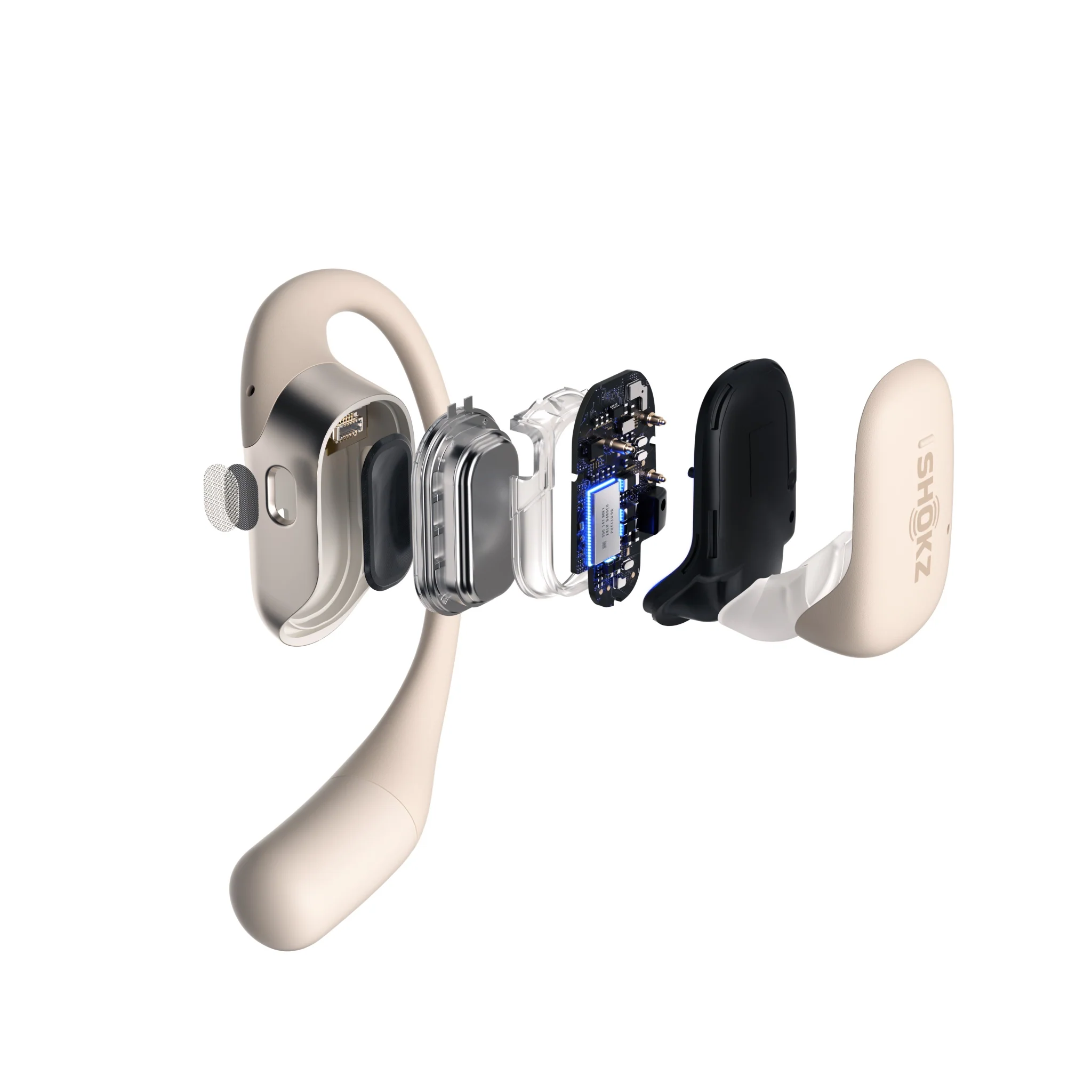 Shokz OpenFit True Wireless Bluetooth Headphones Beige - Image 11