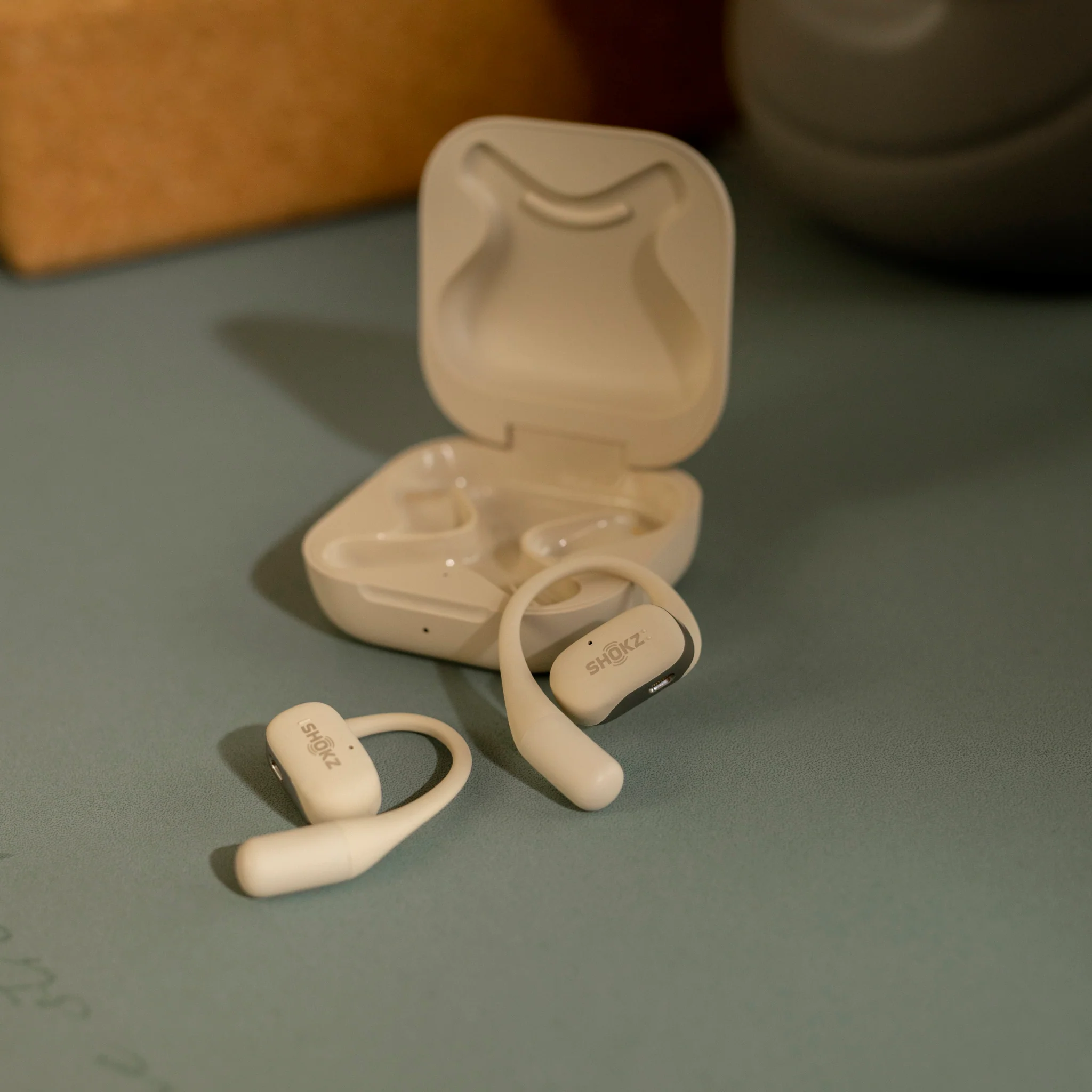 Shokz OpenFit True Wireless Bluetooth Headphones Beige - Image 13