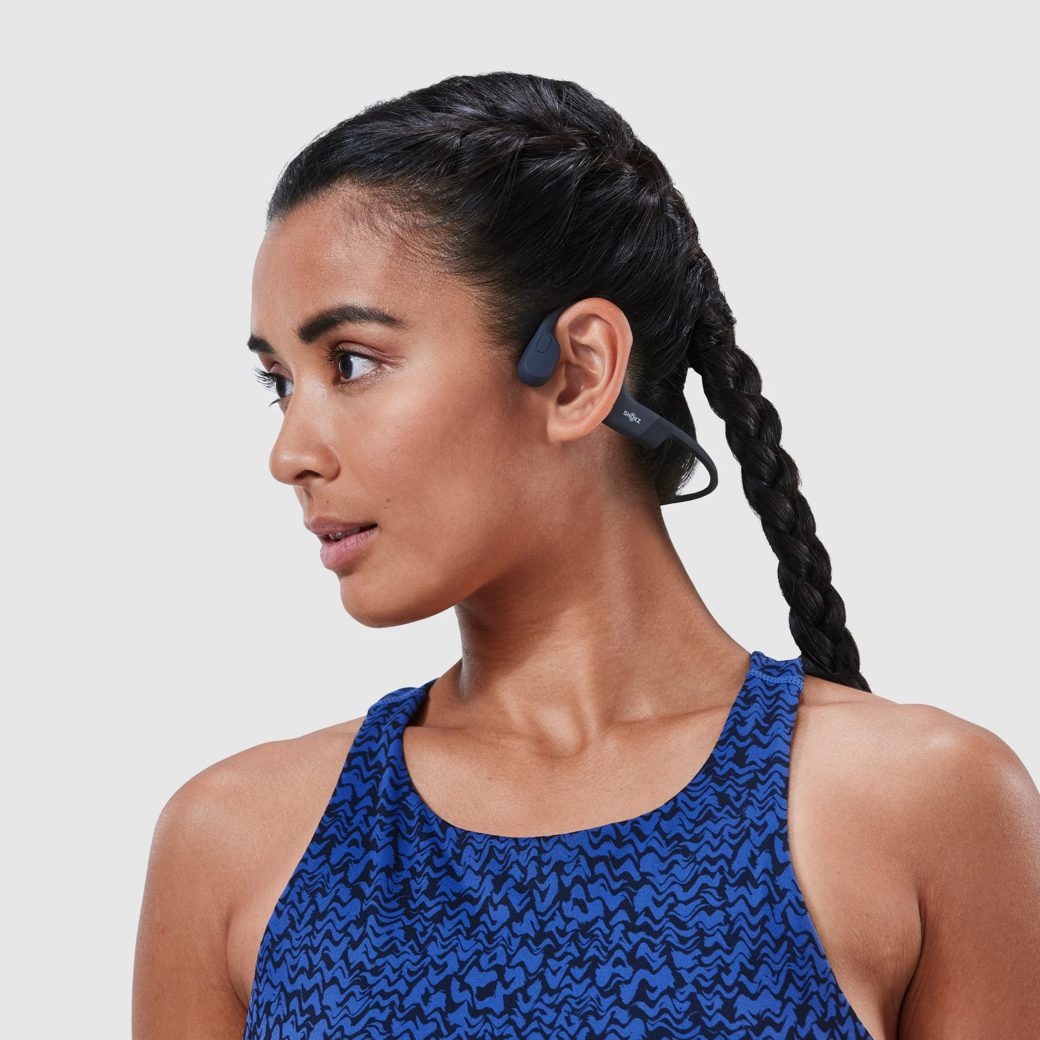 Shokz OpenRun Bone Conduction Bluetooth Headphones Blue - Image 9
