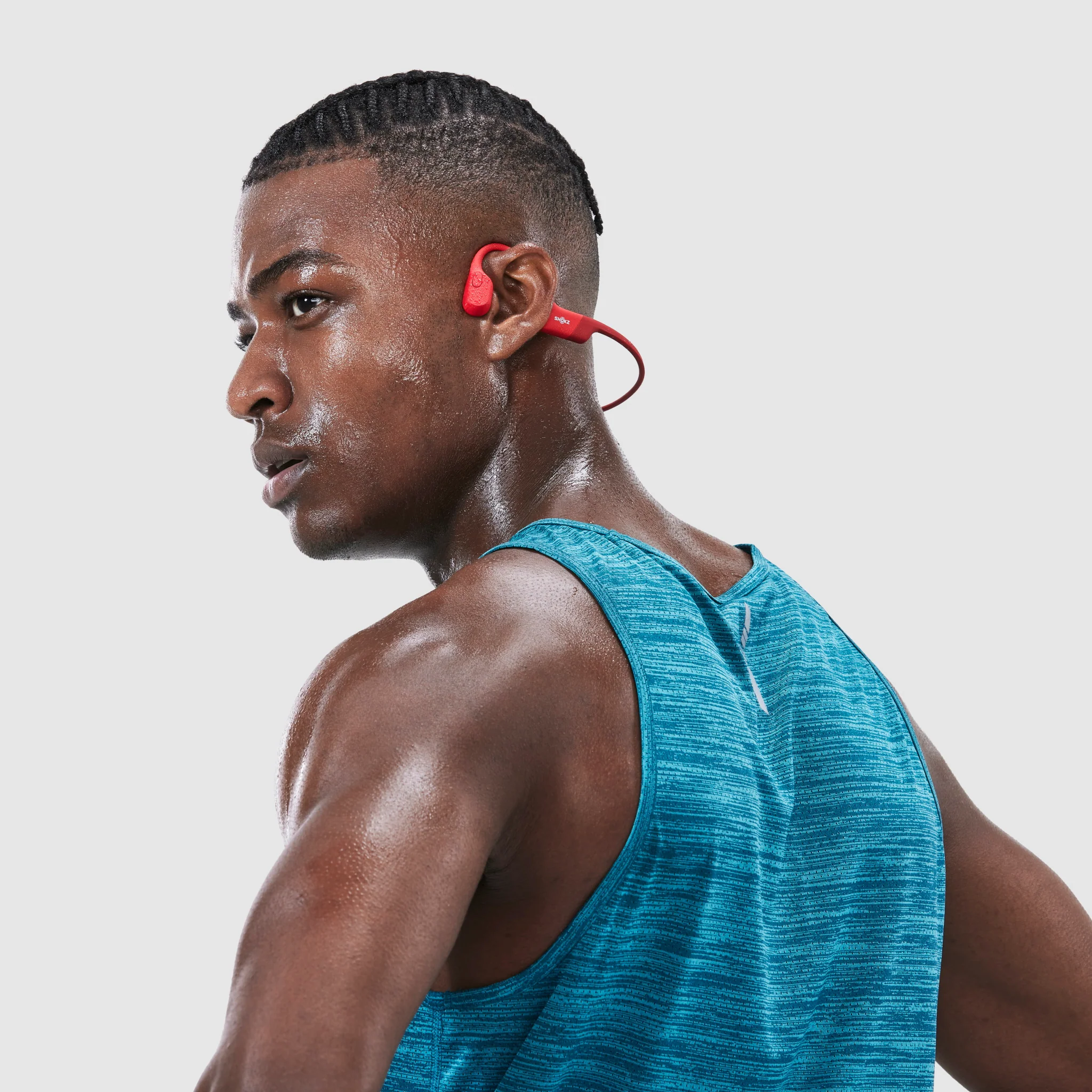 Shokz OpenRun Bone Conduction Bluetooth Headphones Red - Image 2