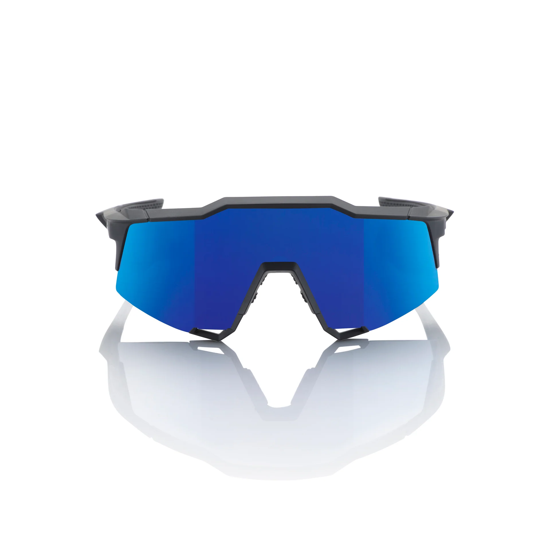 100% Speedcraft Sunglasses Matte Black with HiPER Blue Mirror Lens - Image 2