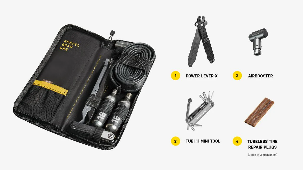 Topeak Frame Bag Gravel Gear bag w/ Power Lever X, Airbooster, Tubi 11 Mini Tool + 3pc Tyre repair plugs - Image 7