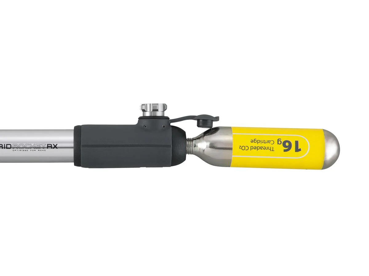 Topeak Mini Pump HybridRocket RX Silver + 1x Threaded CO2 Cartridge - Image 3