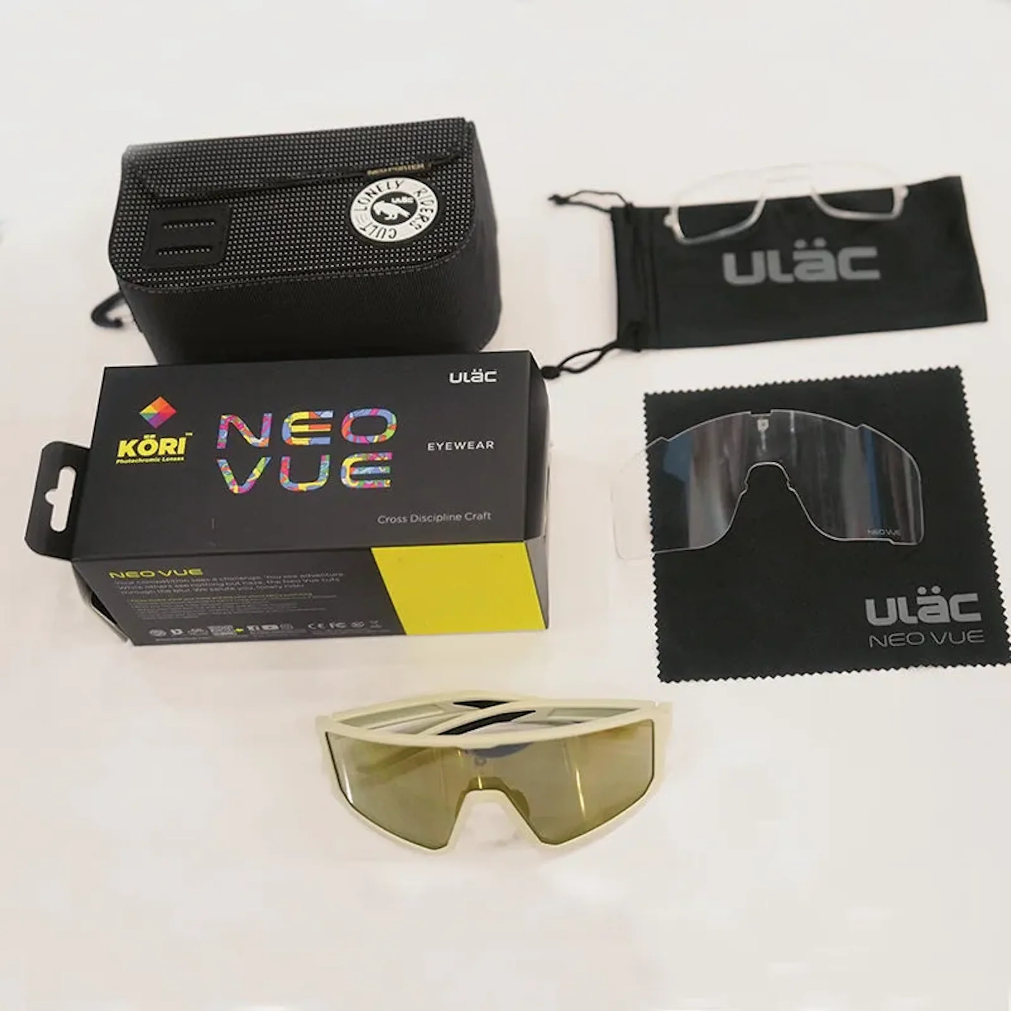ULAC Neo Vue Luft Sunglasses Off White/Champion Gold + Clear Lens - Image 3